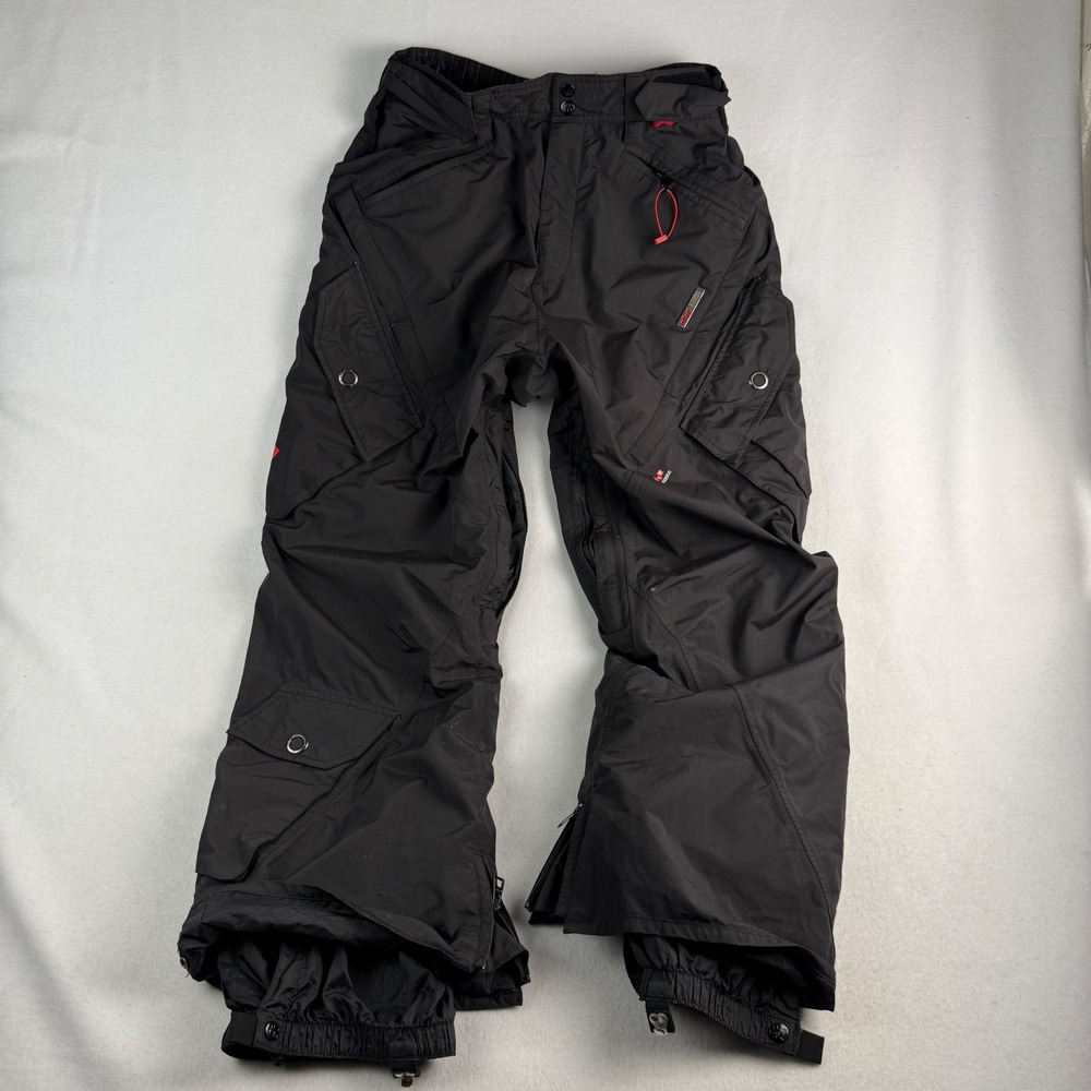 Foursquare Snowboard Outerwear Pants Mens Small Black 15K Waterproof Cargo Ski